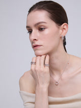 Multi Hash Tag Large Hoop Earrings (Silver)