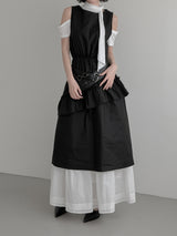 Tur Pintuck Frill Tiered Skirt