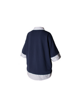 'LABEL Series Fake Two-Piece Double-Layer Material Splicing Silhouette Polo Shirt