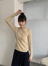 26SS★ [BAONHAUS] Benir Round Ribbed Long Sleeve Tee