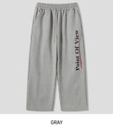 Point lettering brushed wide pants