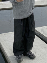 Space String ballon denim wide pants 2color