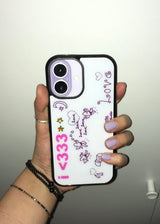i <333 love glass silver bumper phone case (white)
