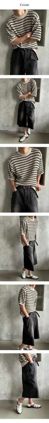 [S/S] Saint stripe half knit (3color)