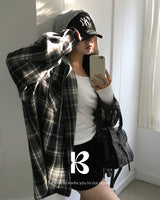 [ORIGINAL] Plain Hooded Check Shirt