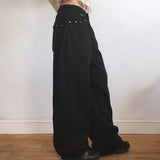 Benon Star Rivet Wide Cotton Pants