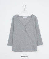 Bella Henley Neck Three Quarter Button Roll-Up T-Shirt