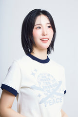 ユニバーサルプリント ½Tシャツ (ivory/navy)