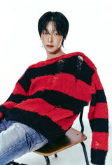 25FW★ [LANARCH] Destroyed Stripe Knit