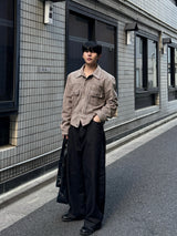 Node raw fabric curve denim pants