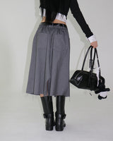 shoulder unbalanced ribbed cardigan
