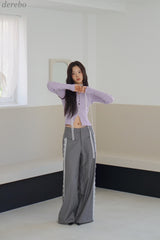 lace pocket wide slacks