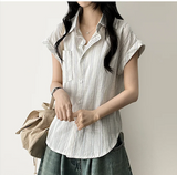Bronze stripe roll-up short sleeve shirt