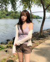 Henne Double Button See-Through Cardigan