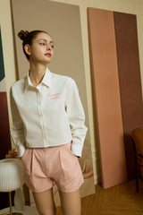 キャンパスラバーホワイトクロップドシャツ [For women]
