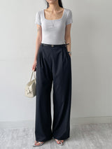 Marine Square Neck Crop Short Sleeve T-shirt