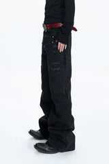 Distressed Studded Curved Jeans