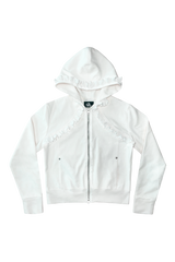 FRILL HOODED ZIP-UP (IVORY)