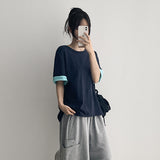 ボクシールーズフィットロールアップ半袖Tシャツ (4 colors)