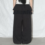Frill Lace Button Sweatpants (Black) F25QD899