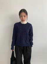 Yuhri Dot Round Knit Cardigan