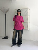 Rosen Washed Denim Long Wide Pants