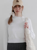 Pearl Satin Scrunchie_Medium_Light Ivory