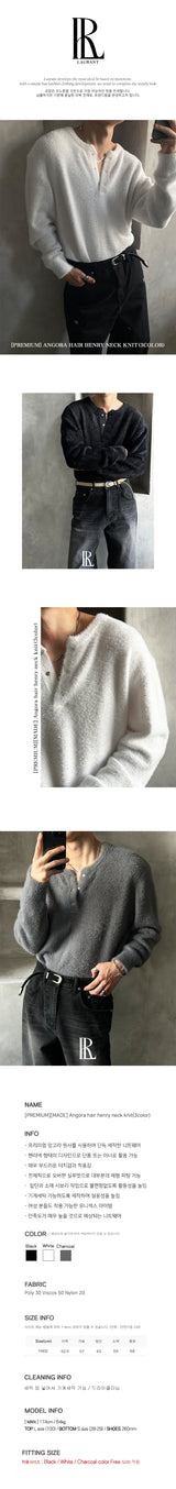 【PREMIUM】【MADE】アンゴラヘアヘンリーネックニット(3カラー)