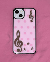 [made] Dot treble clef pink phone case (glass bumper)