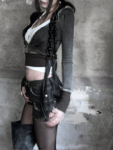 vintage washed slim hood zip-up