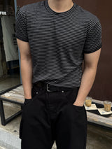 ダンブルストライプマッスルフィットショートスリーブTシャツ