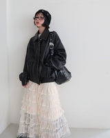 Cancan see-through see-through long skirt
