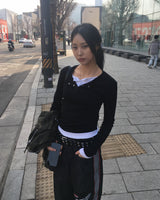 レイヤードボタンTシャツ