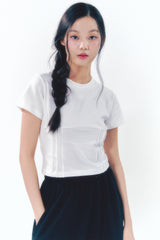 Heart Logo Shirring Detail Top Ivory