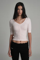 Soft Blush Shirring Top, Pink