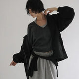 [Ronak] String High-Neck Loose-Fit Field Jacket - 2 Colors