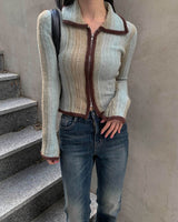 Gradation knit zip up