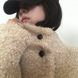 Hafe Wool Suede Button Half Coat Fur Jacket