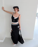 Color Layered Double Button Sleeveless