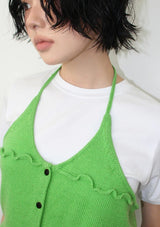 BUTTON HALTER KNIT TOP