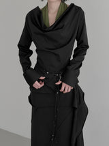 Blin Mesh Cowl Halter Top