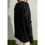 SLIP NECK OVERLOCKED TOP : BLACK