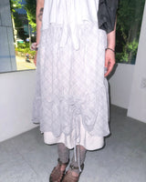 (2color) Shirring Layered Flare Check Skirt