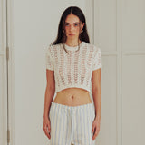 Sheer Crop Knit Top (IVORY)