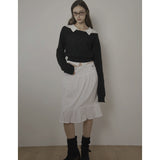 FREEZIA MIDI SKIRT-WHITE