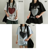 シートハートショートスリーブtシャツ