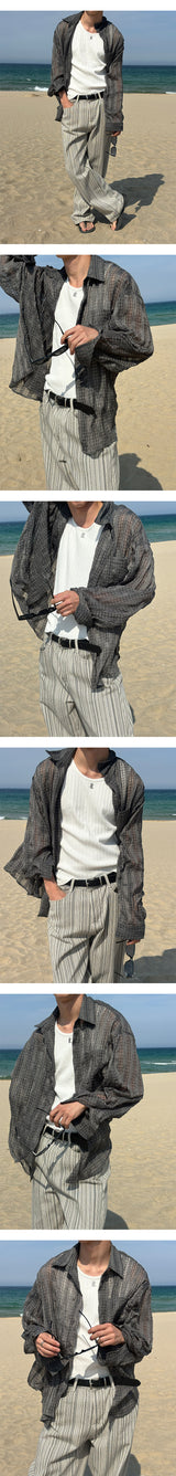 [Unisex] Summer check linen shirts(2color)