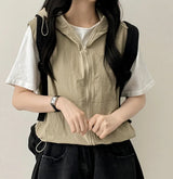 Long Pup Big Hooded Anorak String Hooded Windbreaker Vest Zip-up