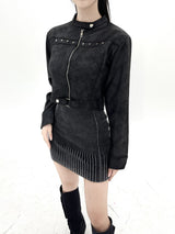 1059. Star stud suede crop jk (2color)
