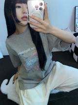 マイギャラクシー☪🌌✨オーロラプリンティングTシャツ 🎀🩶2カラー